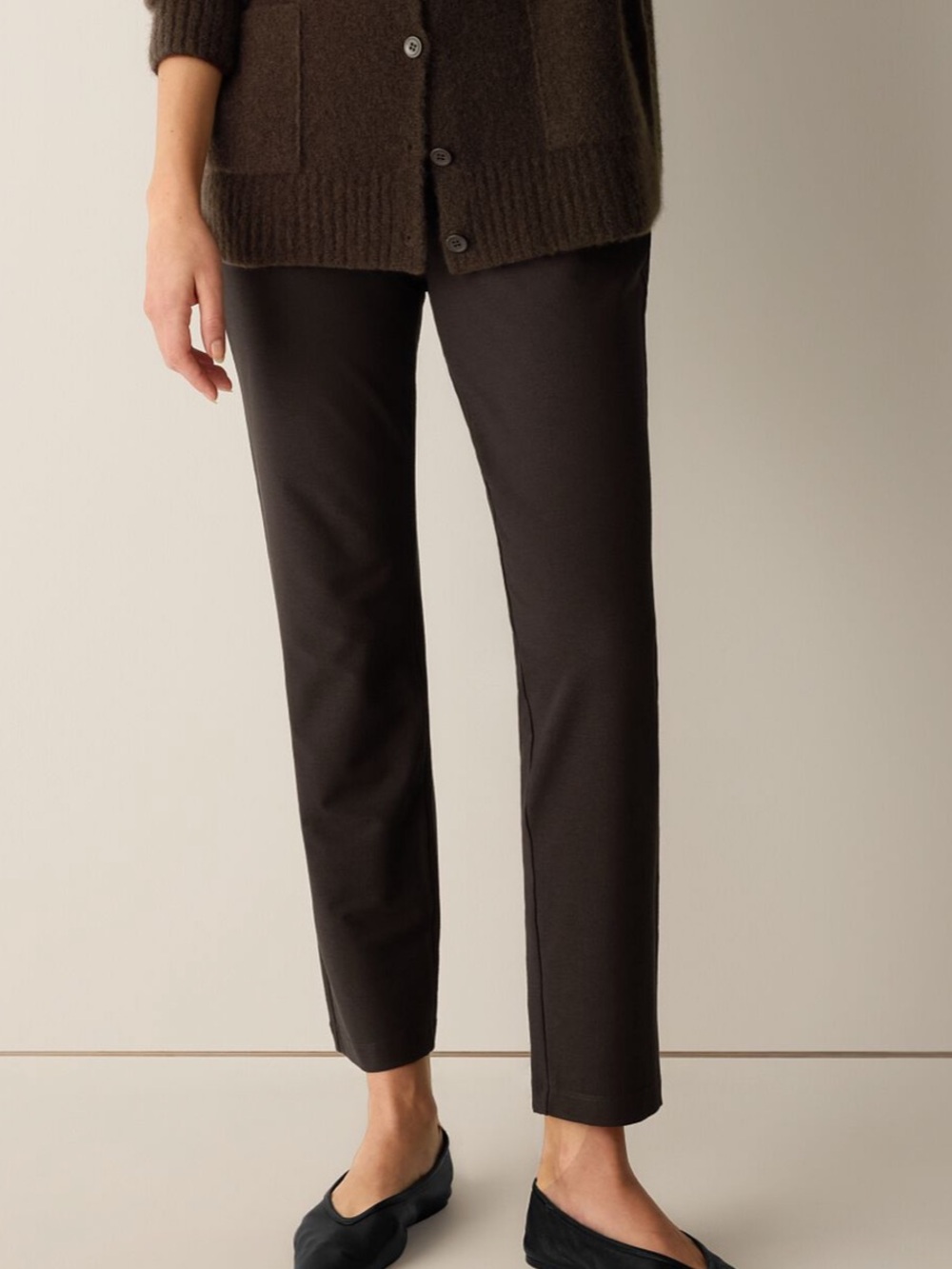 Eileen Fisher Brown Ponte Pull On Pants